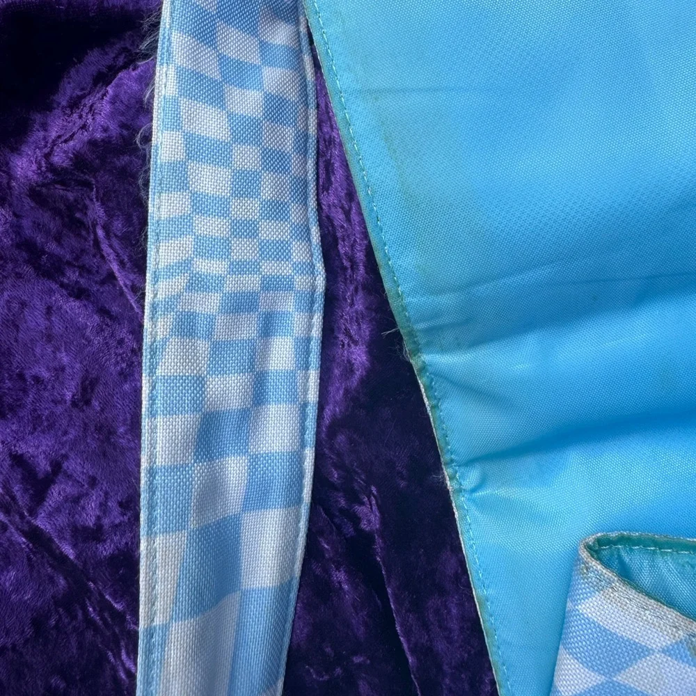 Valfre Blue Checkered Backpack with Heart Buckles - Picture 7 of 8